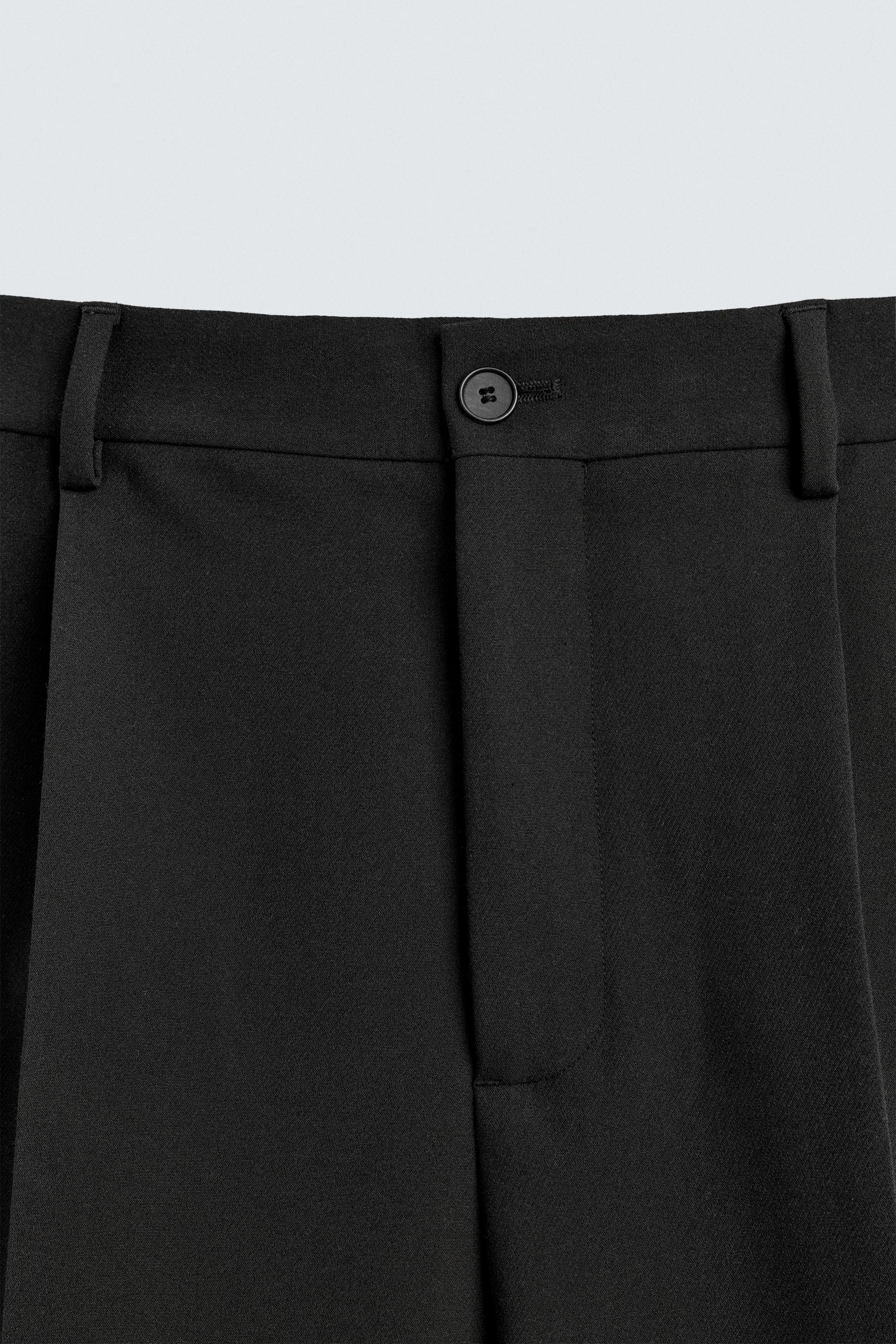 CROPPED PLEATED WIDE FIT PANTS